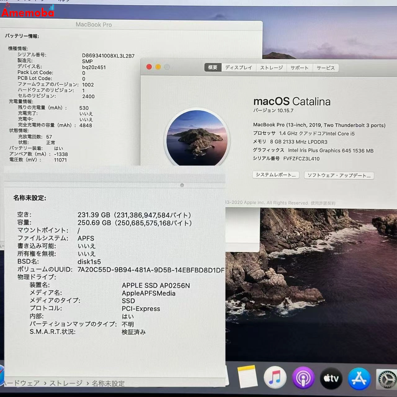MacBook Pro 13インチ 2019 Core i5 8GB 256GB A2159 極美品 8GB/256GB スペースグレイ