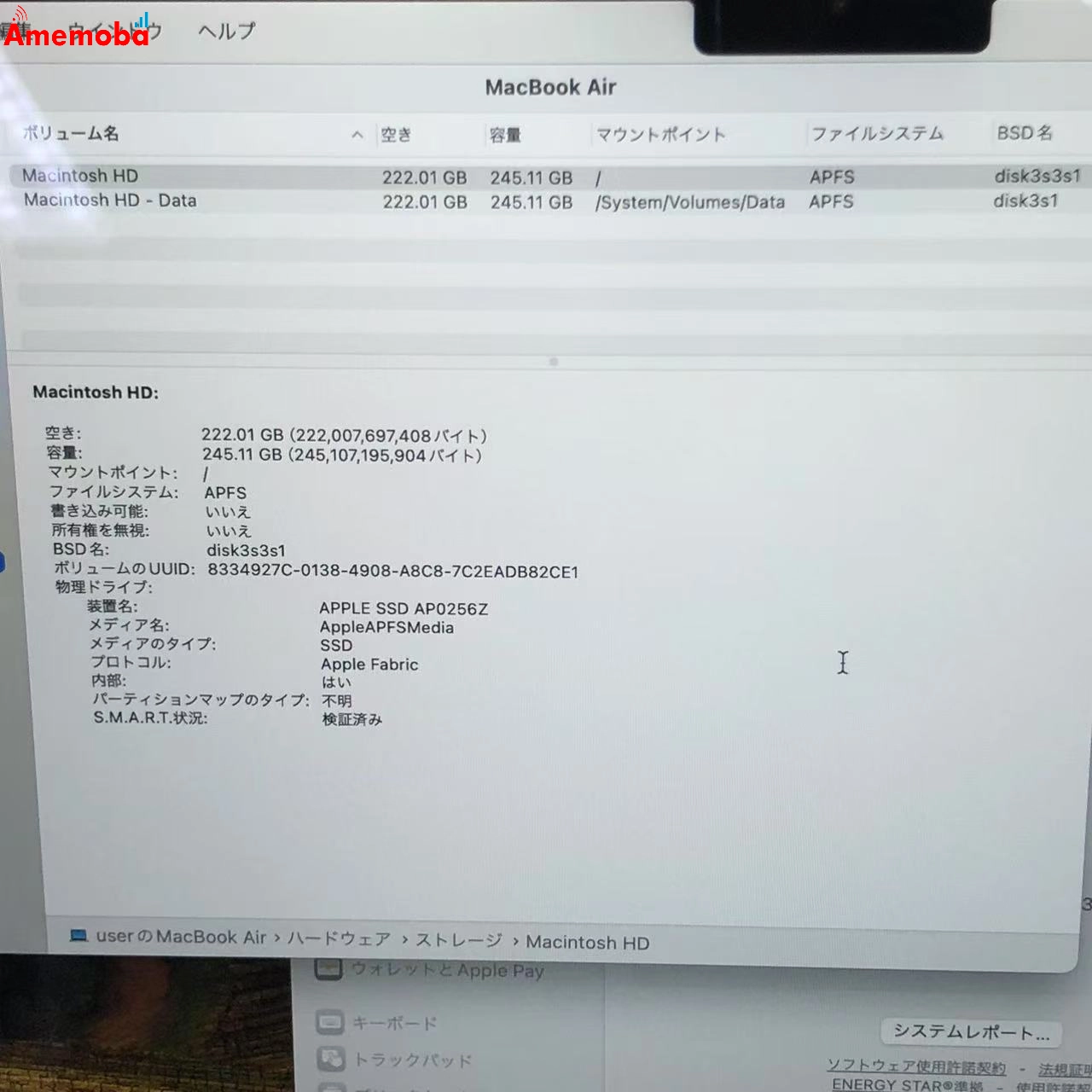 MacBook Air M2 2022 8GB 256GB MLY13J/A 新品同様 スターライト