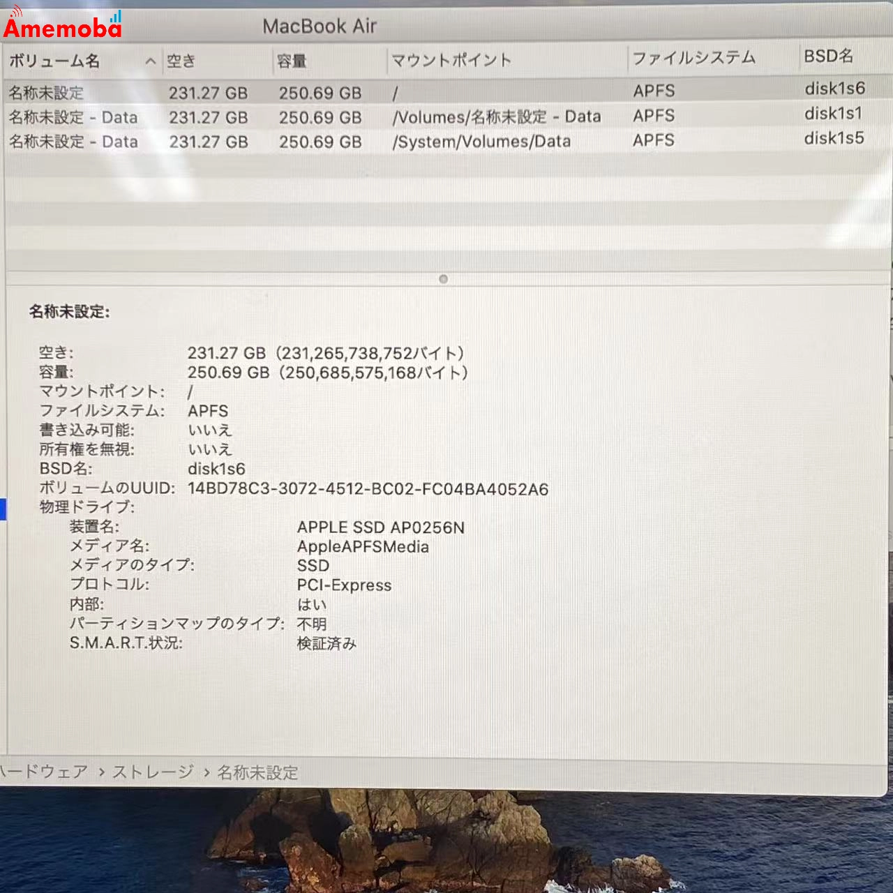 MacBook Air Retina 13インチ 2020 Core i3 8GB 256GB MWTJ2J/A 美品 スペースグレイ