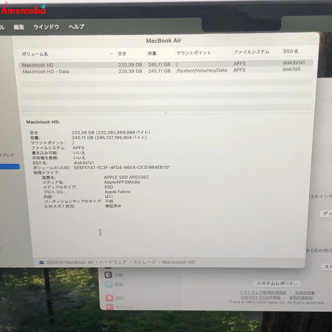 MacBook Air M2 2022 8GB 256GB MLY33J/A 美品 ミッドナイト