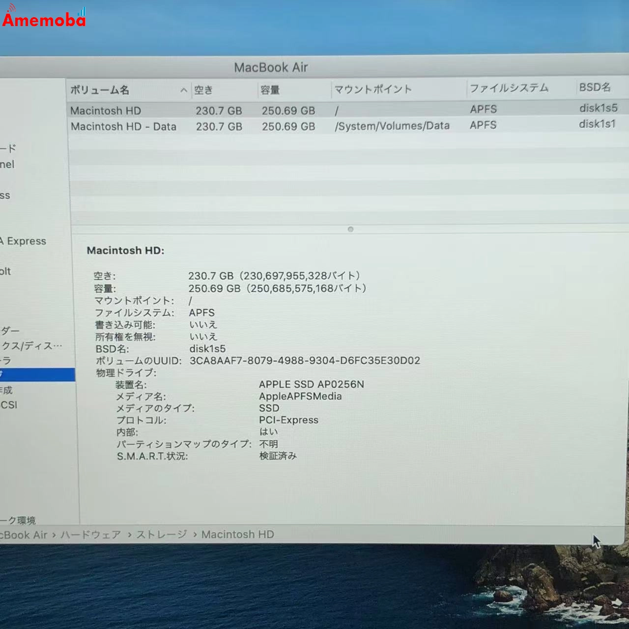 MacBook Air 13インチ Early2020 Core i3 1.1GHz スペースグレイ MWTJ2J/A 8GB/256GB