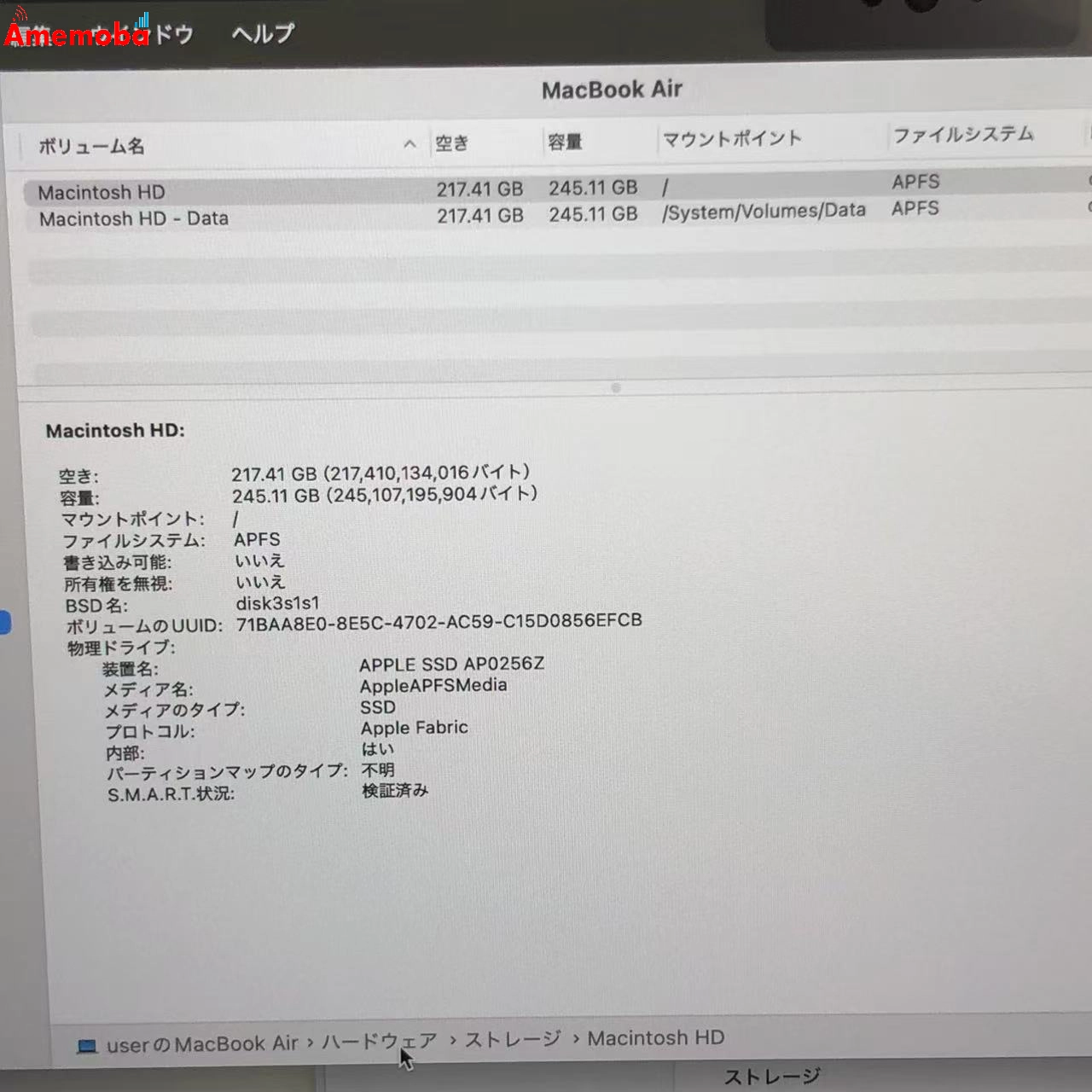 MacBook air 13インチ M4 2025 16GB 256GB シルバー MW0W3J/A ほぼ新品 16GB/256GB