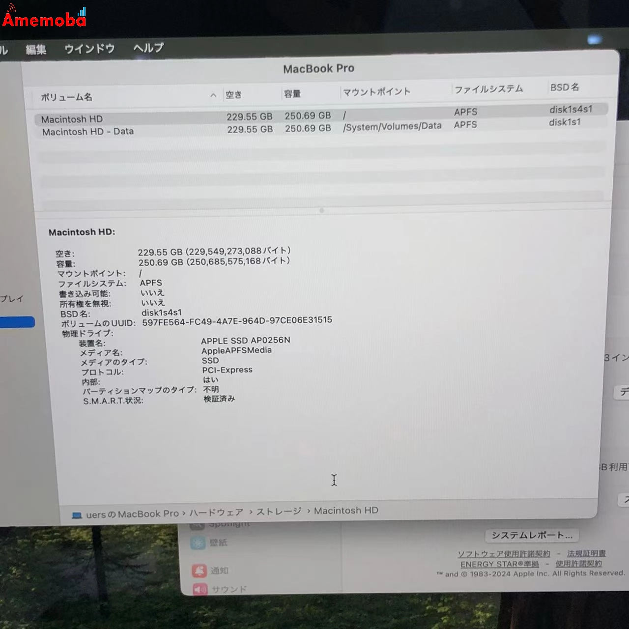 MacBook Pro 13インチ 2019 Corei5 1.4GHz 8GB 256GB スペースグレイ MUHP2J/A 8GB/256GB