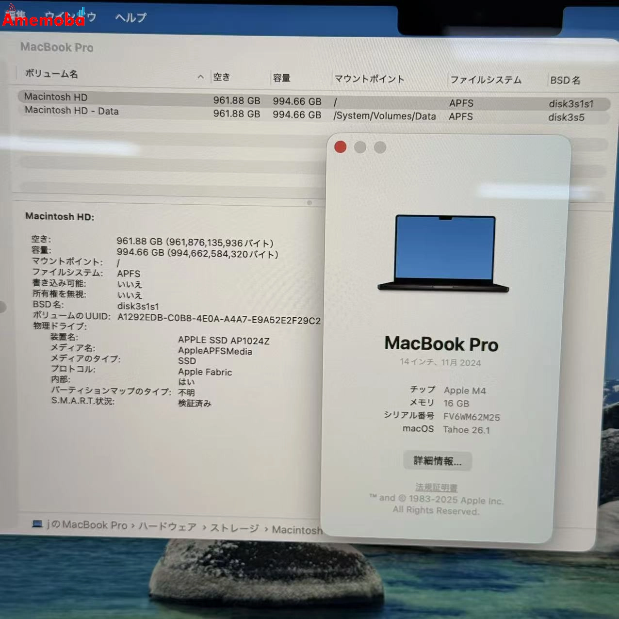 MacBook Pro 14インチ  Late2024 Apple M4(10コア) 10コアGPU 16GB/1TB スペースブラック MW2V3J/A