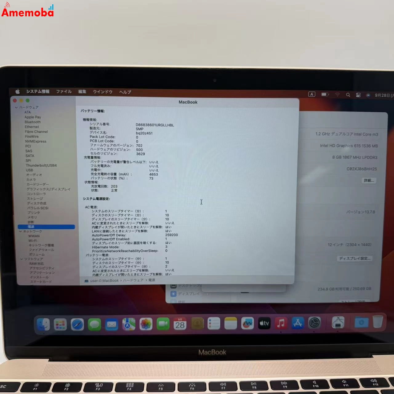 MacBook 12インチ 2017 8GB/256GB ゴールド A1534   美品
