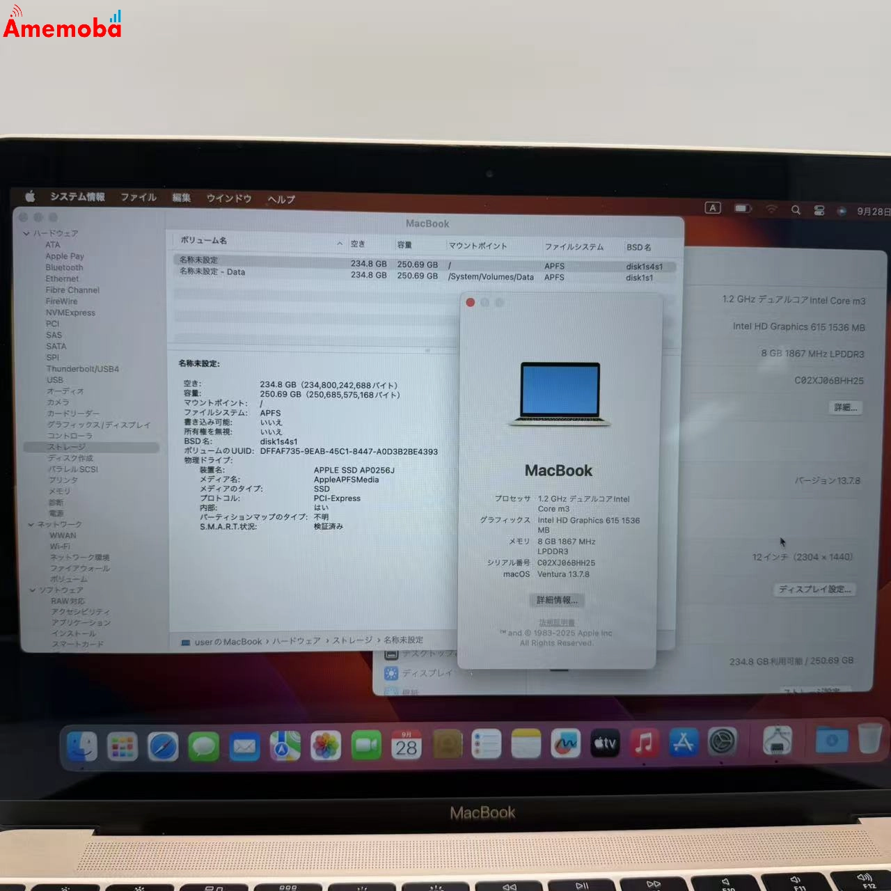 MacBook 12インチ 2017 8GB/256GB ゴールド A1534   美品